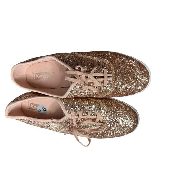 Keds Champion Glitter Celebration Lace Up,‎ Style# WF66847, 9.5 wide Rose Gold - Picture 2 of 6